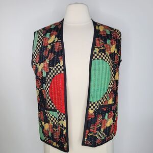 Bohemian Kantha Reversible Vest Size S / M Floral Folk Patchwork Lagenlook